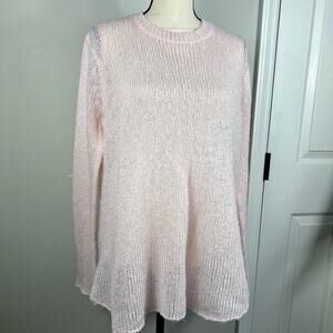 Wooden Ships Paola Buendia Light Pink Crewneck Open Knit Slouchy Sweater